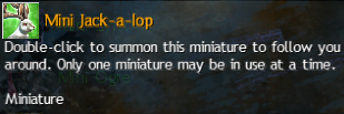 MMOJUGG Guild Wars 2 US Mini Jack-a-lop Details View of Item Function and Use